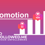 Illustration showing the concept of Instagram promotion with increasing engagement metrics, accompanied by the Who Unfollowed Me app logo.